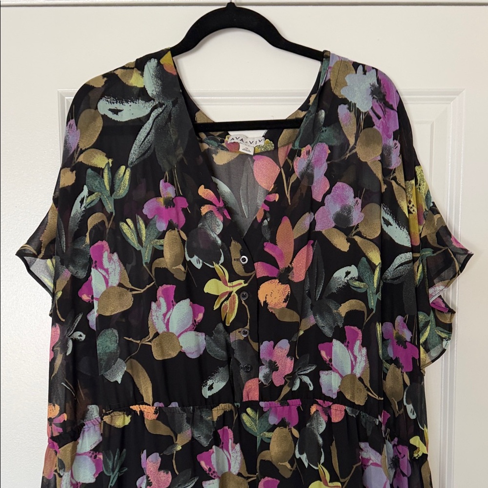 Ava & Viv Black Floral Maxi Dress with Multicolor Print - Picture 2 of 5
